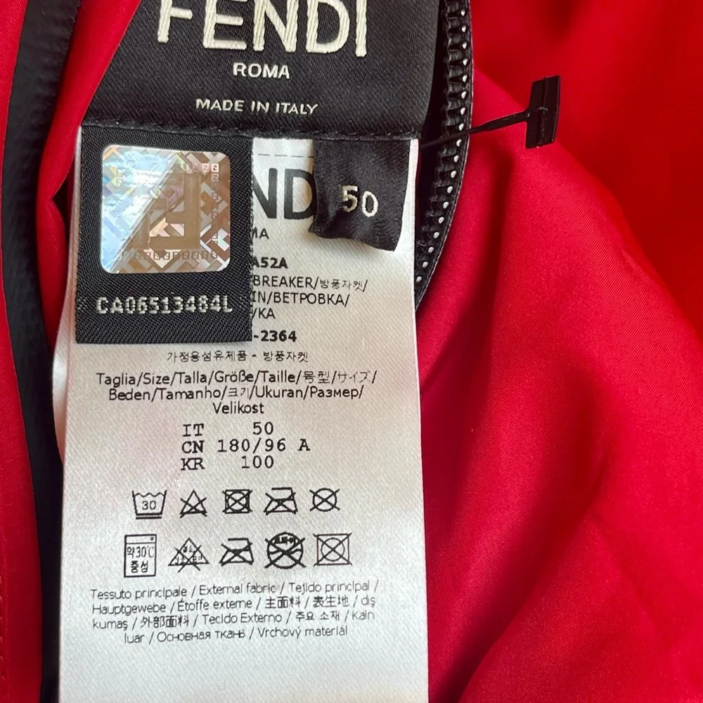 NWT MENS FENDI x KWAY LIMITED EDITION ITALY PERFORATED RED REVERSIBLE JACKET MED - Picture 13 of 15